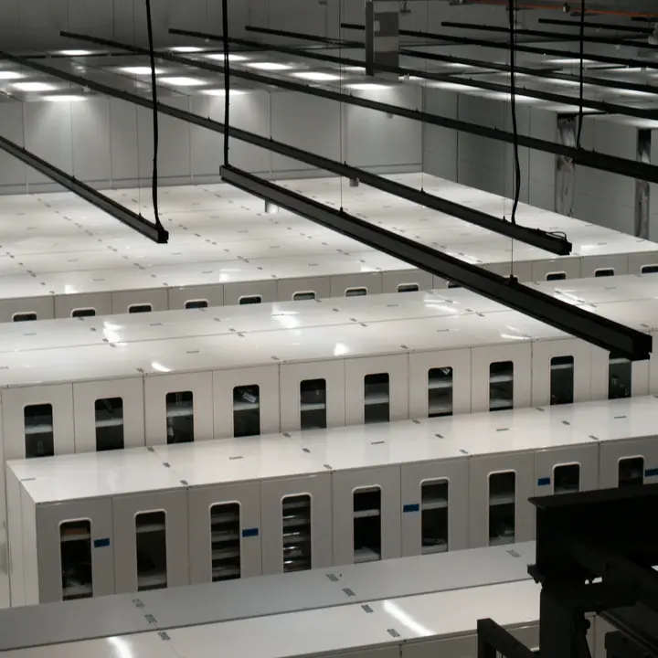 Rows of servers in a clean data center