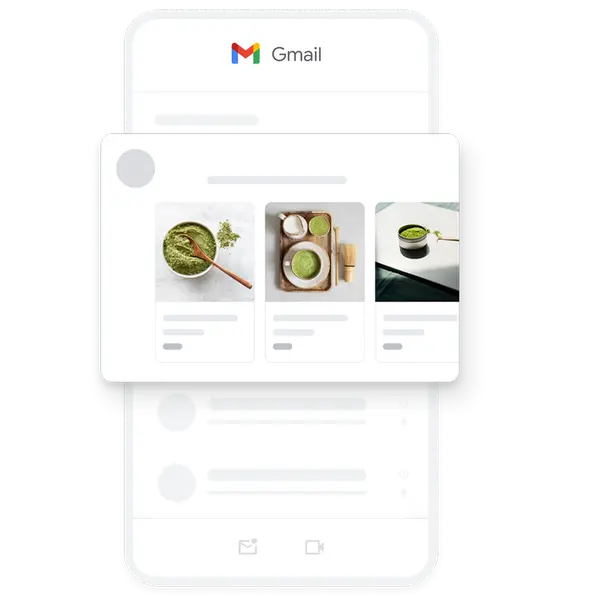 Product image ad for matcha tea shown inside the Gmail inbox