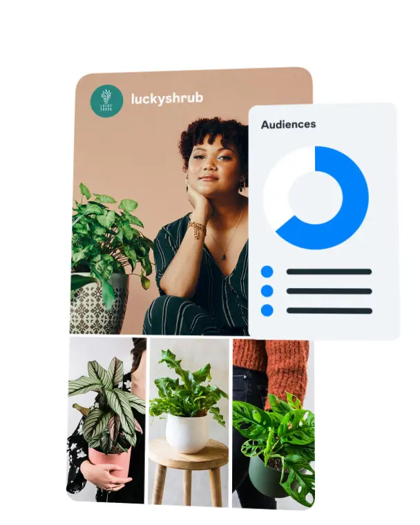 Plant shop's Instagram post beside an audience settings card