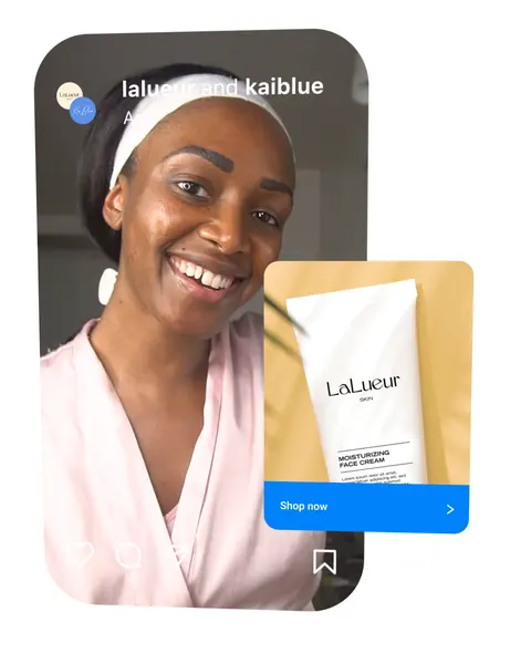 Instagram feed ad from a creator and a skincare brand with a Shop now button