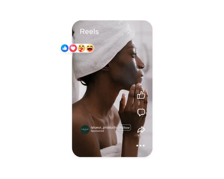 Instagram Reels ad with people reacting to it on a phone