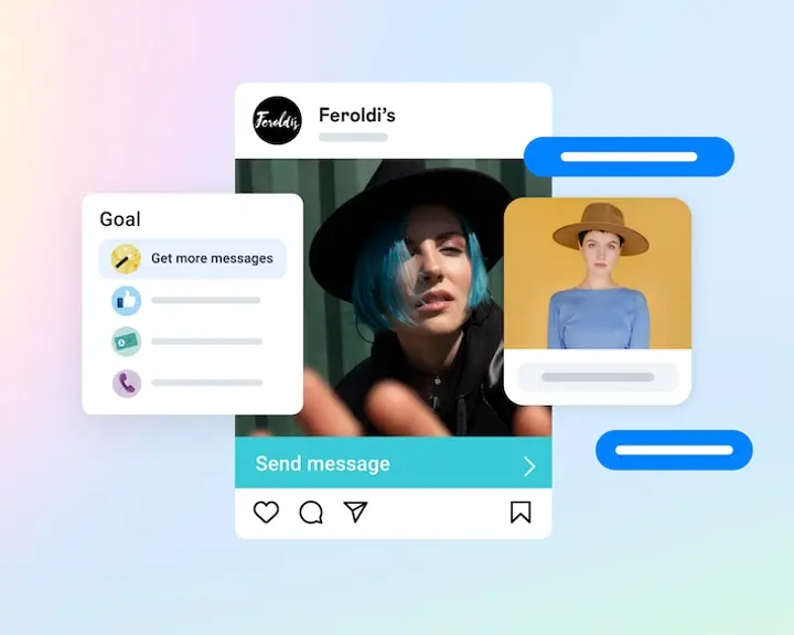 Instagram ad for a clothing shop with a Send message button, shown again to a returning shopper