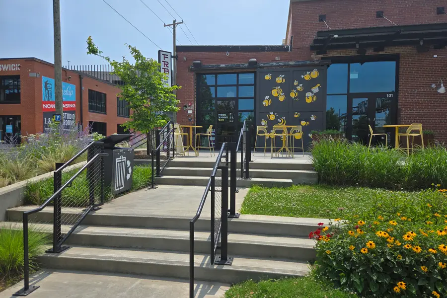 Camp North End historic brick factory building housing creative shops and local dining in Charlotte