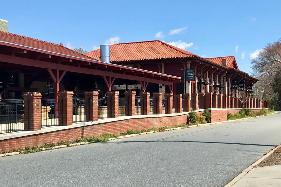 Restored historic Piedmont and Northern train depot in Belmont, North Carolina
