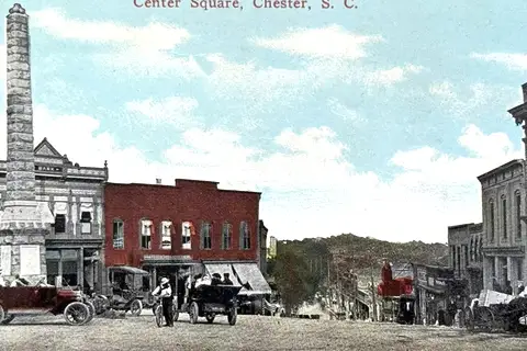 Historic Center Square and commercial district known as The Hill in downtown Chester South Carolina