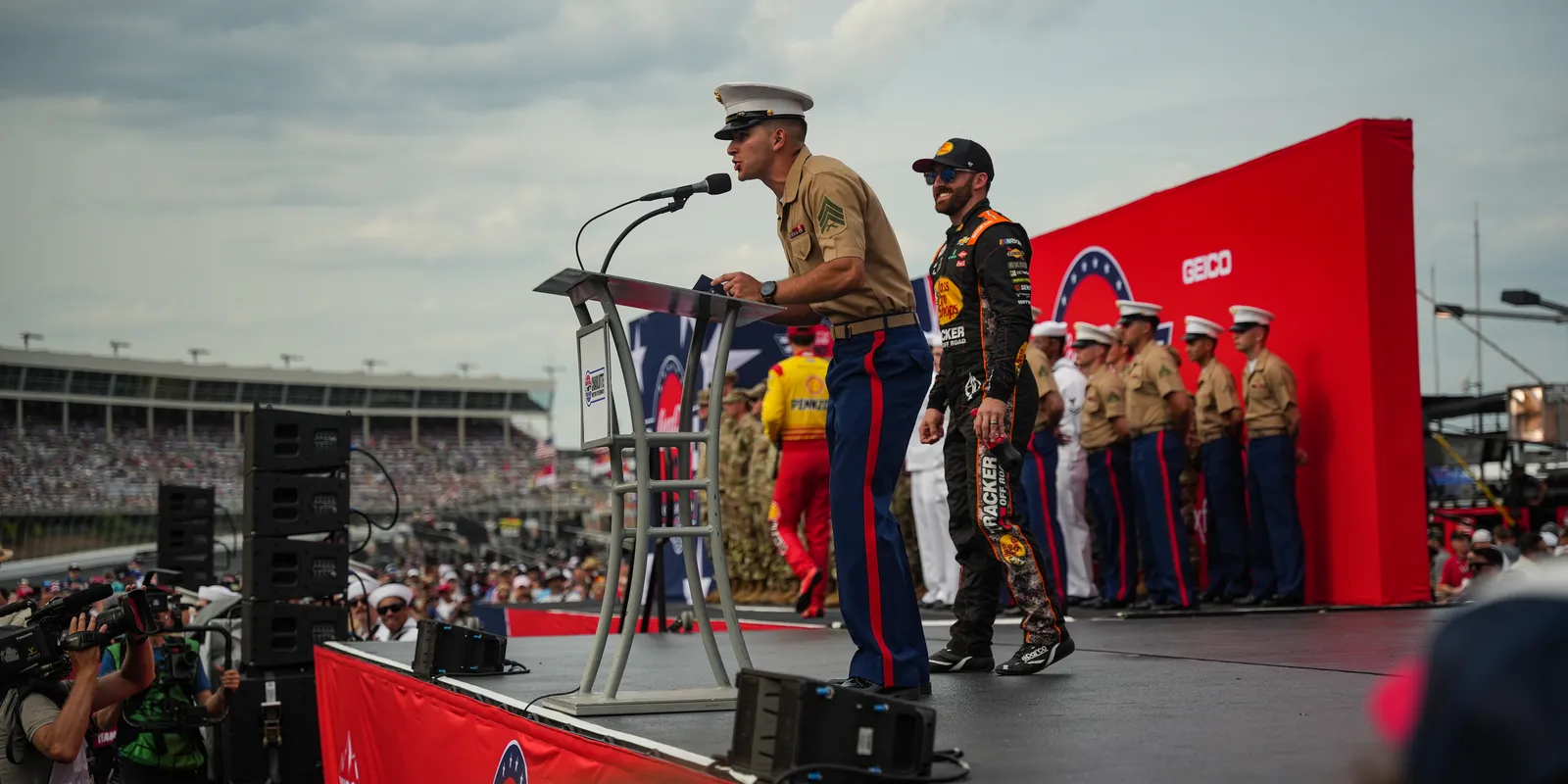 Opening ceremonies on the track before the NASCAR Coca-Cola 600 at Charlotte Motor Speedway in Concord
