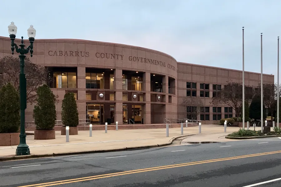 Front facade of the Cabarrus County Governmental Center in downtown Concord, North Carolina