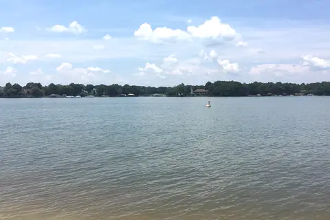 Panoramic view of Lake Norman shoreline and open water seen from Cornelius, North Carolina