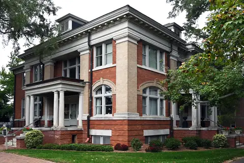 Historic neoclassical Carnegie Library building on the campus of Davidson College along Main Street in Davidson, North Carolina