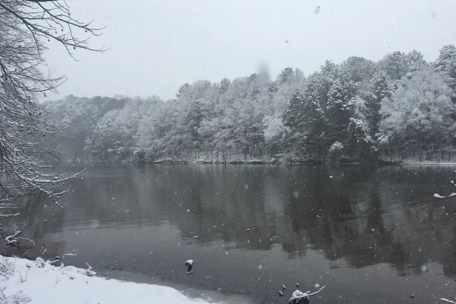 Serene open waters and wooded shoreline along Lake Davidson in northern Mecklenburg County