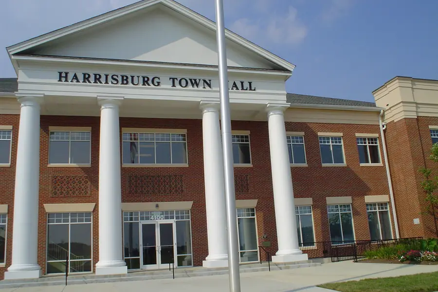 Harrisburg Town Hall and municipal government complex along Highway 49 in Harrisburg, North Carolina