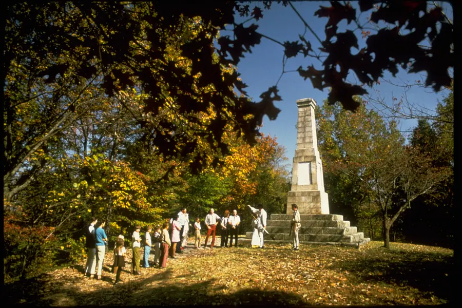 Historic monument commemorating the Battle of Kings Mountain at Kings Mountain National Military Park