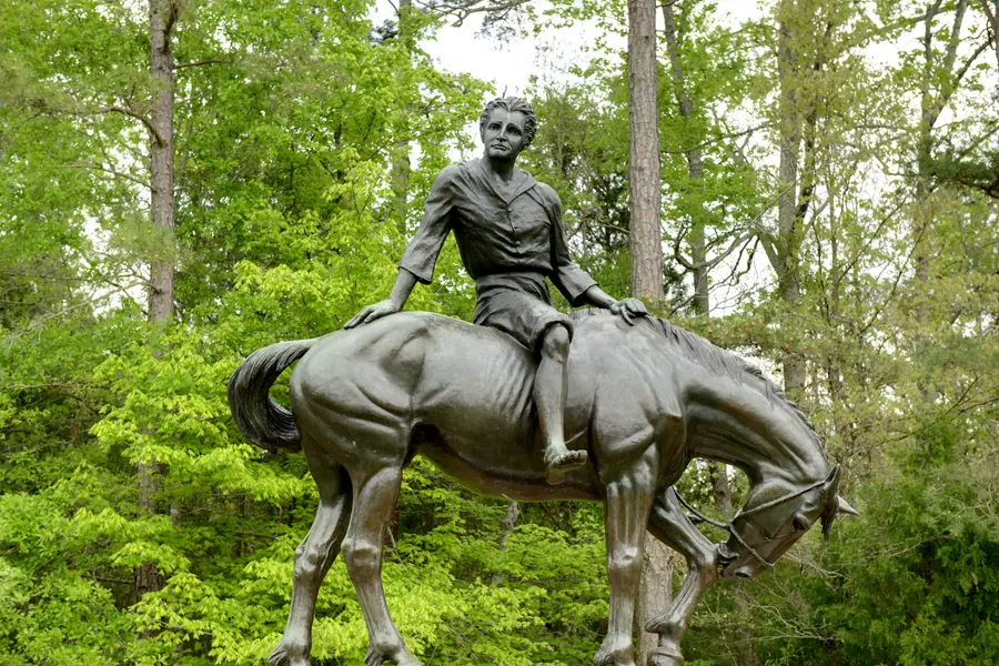 Bronze equestrian sculpture Andrew Jackson A Boy of The Waxhaws at Andrew Jackson State Park in Lancaster County