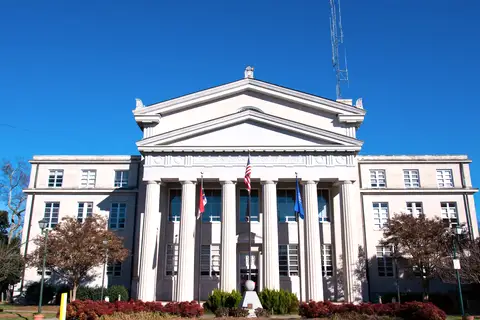 Historic 1921 Lincoln County Courthouse Classical Revival architecture in downtown Lincolnton, North Carolina