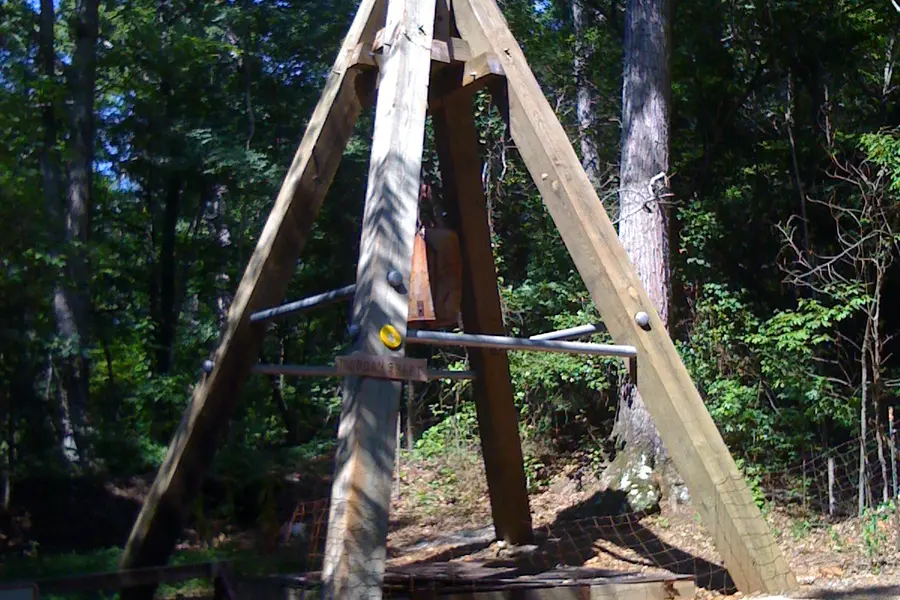 Historic mining shaft structure and heritage grounds at Reed Gold Mine near the Stanly and Cabarrus border