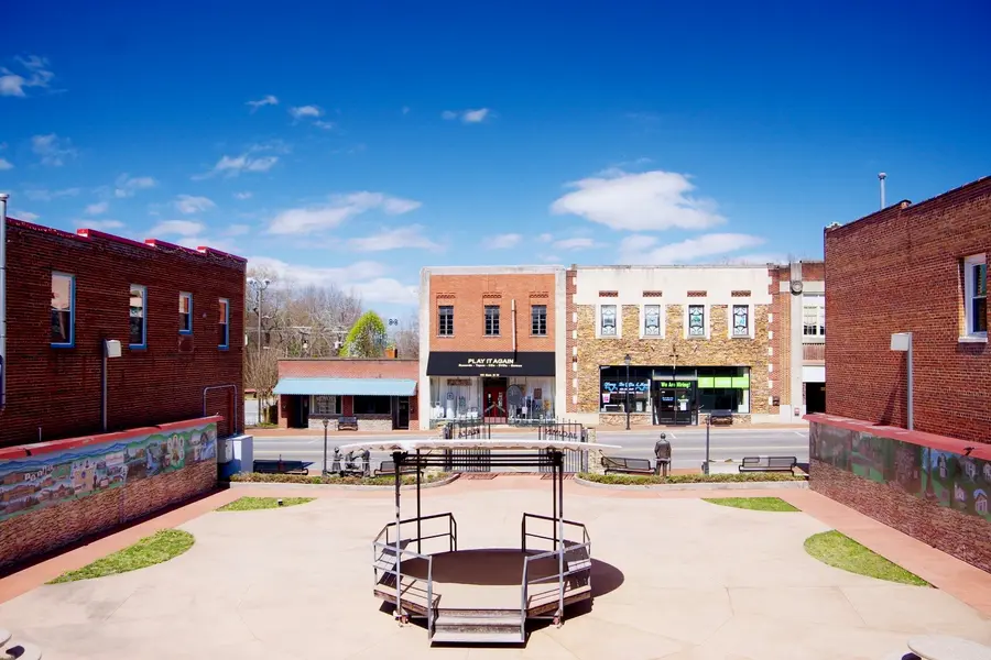 Civic gathering plaza and brick architecture in the Western Piedmont area