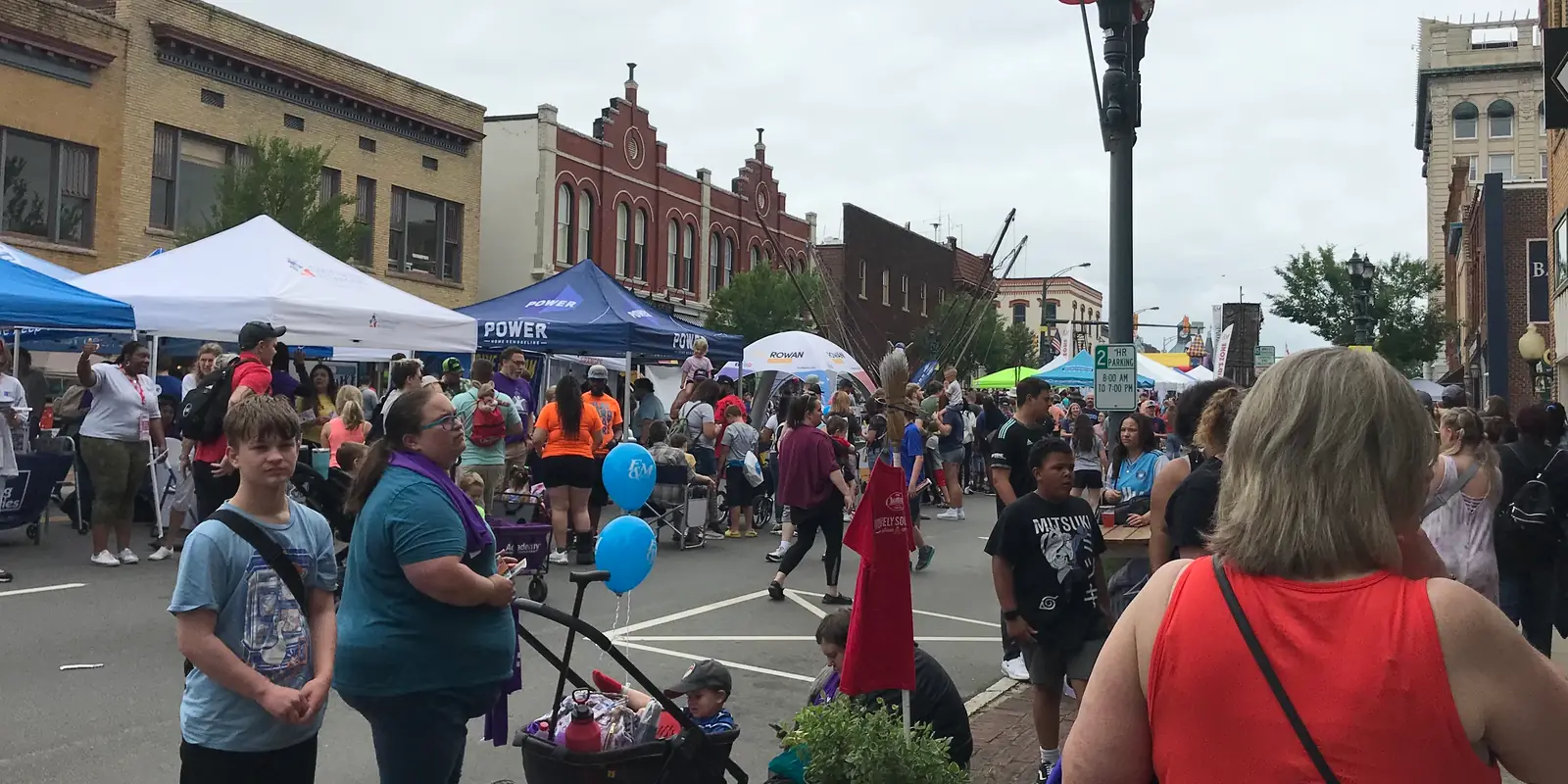 Crowds filling downtown Main Street during the annual Cheerwine Festival in Salisbury NC