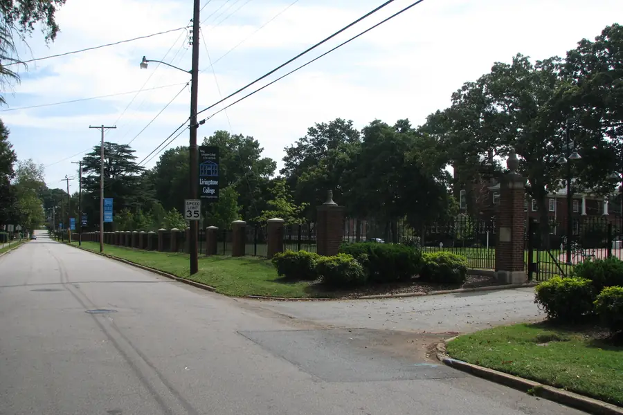 Livingstone College historic campus entrance along Monroe Street in Salisbury NC