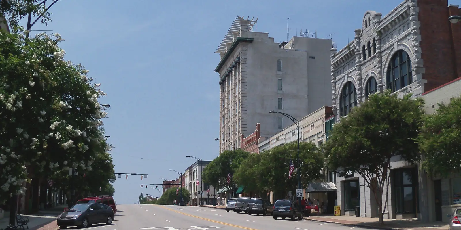 Downtown Salisbury historic storefronts and central commercial district streetscape