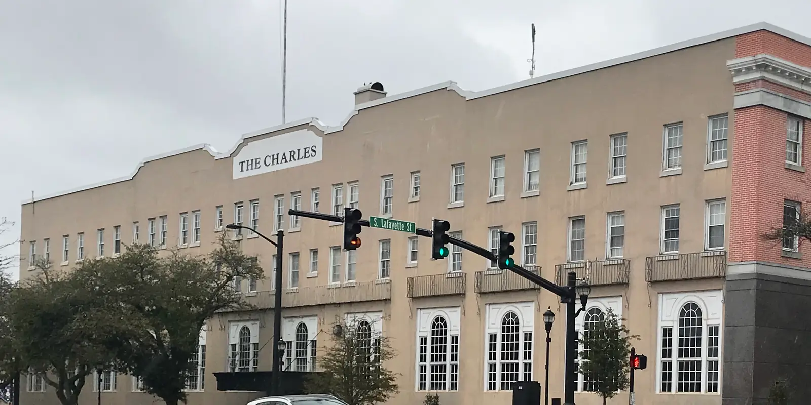 Historic 1920s Hotel Charles commercial building in downtown Shelby, North Carolina