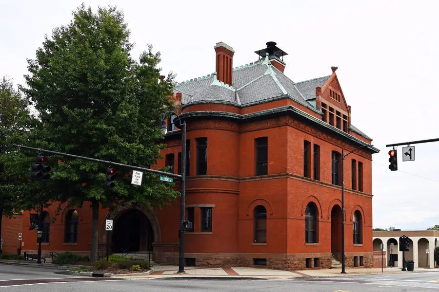 Historic 1892 Romanesque Revival Statesville City Hall building and clock tower