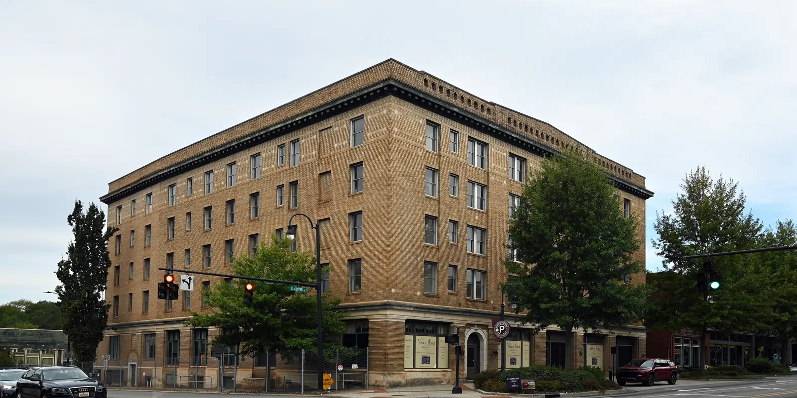 Historic 1920s Vance Hotel architectural landmark in downtown Statesville NC