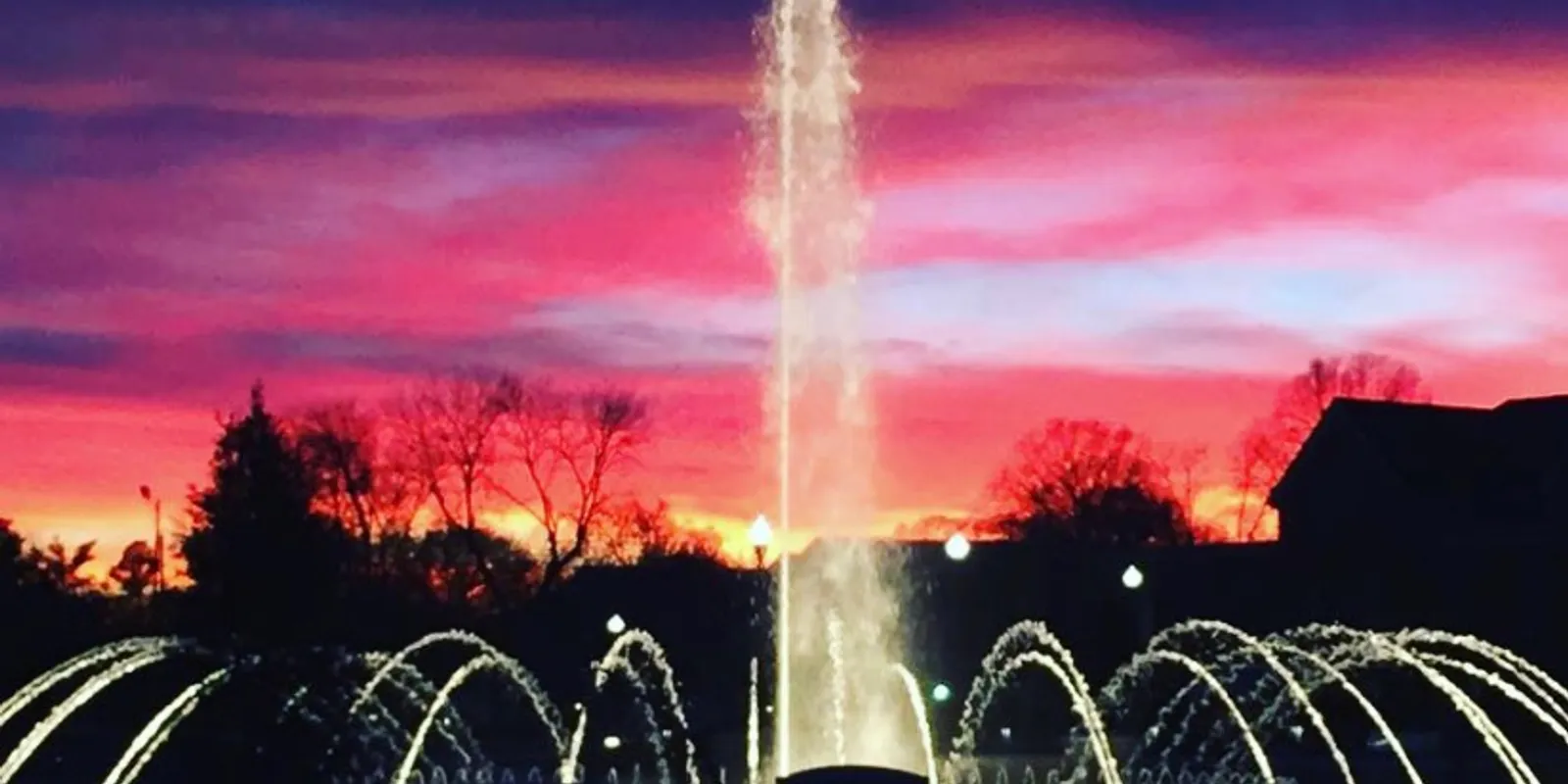 Fountain Park illuminated in downtown Rock Hill during holiday festivities