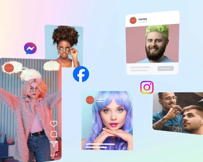 Ads across Facebook, Instagram and Messenger shown on several people's posts