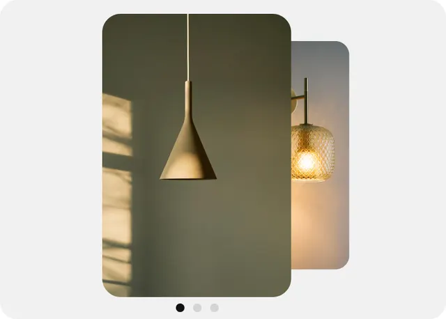 Pinterest carousel ad example showing pendant lamp images with slide dots