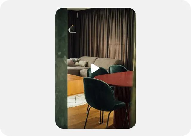 Pinterest video ad example showing a dining room with a play button