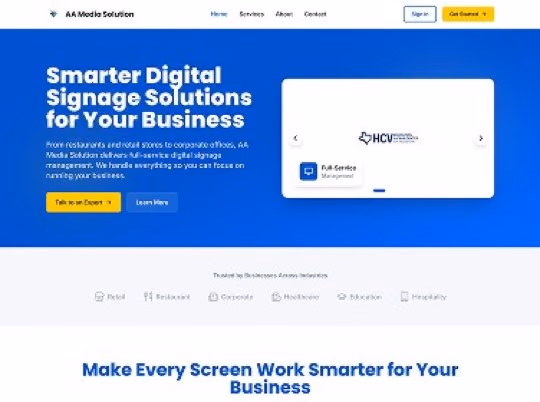 B2B Digital Signage Solutions custom website design in Rock Hill SC NC by Overtop Media Digital Marketing