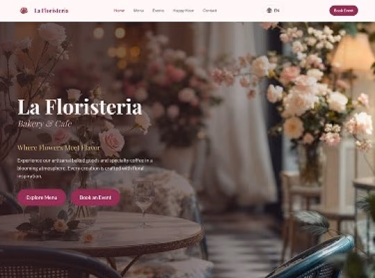 Floral Cafe & Bakery custom website design in Concord NC by Overtop Media Digital Marketing