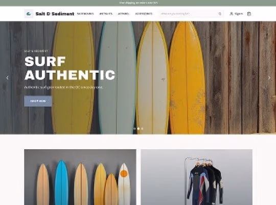 Surf Shop E-Commerce custom website design in Concord NC NC by Overtop Media Digital Marketing