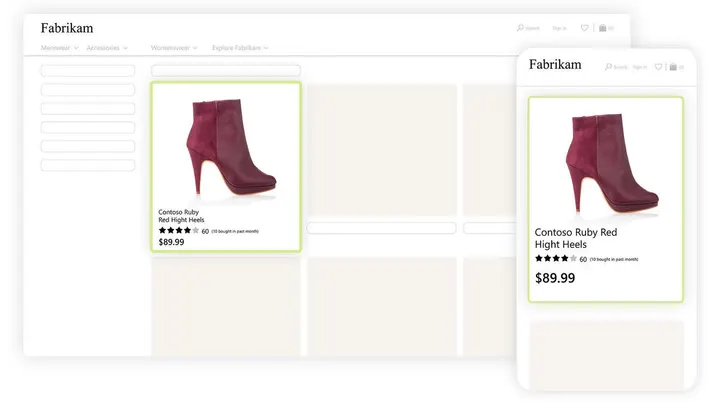 Microsoft Advertising example of a Bing shopping ad showing a product with its price and rating