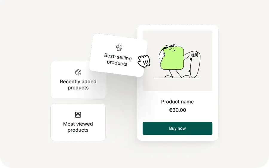 Omnisend product recommendation options for best-selling, recently added and most viewed products